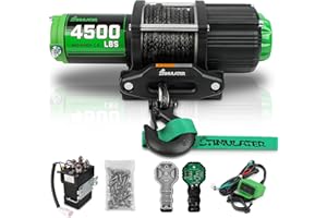 STIMULATER 4500LB ATV Winch, with Synthetic Rope, with Wireless Remote and Wired Switch,Hawse Fairlead&Hook,IP67 Waterproof,Suitable for Most ATVs