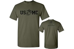 Lucky Ride Marine Corps Bull Dog Front and Back USMC Men's Military T-Shirt