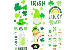 HOHUCRAB 6pcs St Patricks Day Gel Window Clings, Shamrock Window Clings, Lucky Me,Irish, Rainbow, Gnome Gel Window Clings for St. Patrick's Day Decorations (St Patricks Day)