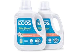 ECOS Laundry Detergent Liquid, 200 Loads - Dermatologist Tested Laundry Soap - Hypoallergenic, EPA Safer Choice Certified, Plant-Powered - Magnolia Lily, 100 Fl Oz (Pack of 2)