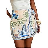 MAKEMECHIC Women's Summer Boho Wrap Mini Skirt Beach Vacation Short Skirts