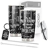 CHICKOR Cute Teachers Appreciation Gifts For Women Men - Math Teacher Appreciation Gifts - End Of The Year Gifts For Teachers - Teacher Gifts From Student - Teacher Appreciation Tumbler Cup 20 Oz