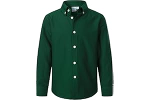 VATPAVE Boys Dress Shirts Long Sleeve Button Down Shirts Formal Uniform Solid Oxford Shirt