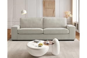 EASELAND 88" Chenille Loveseat Sofa for Living Room, Modern Deep Seat Sofa Couch with Removable Back and Seat Cushions, Comfy Sofa with Wood Legs and Armrest(Beige)