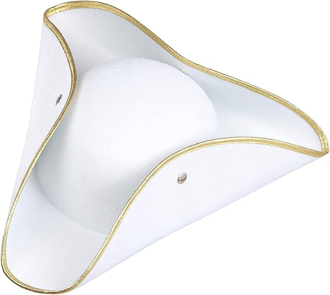 Tricorn Felt White Pirate Hats Caps & Headwear for Fancy Dress