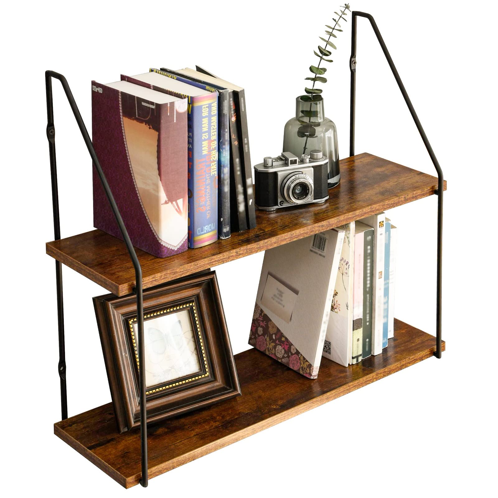 IBUYKE Floating Shelves, Wall Shelf Outdoor, 60x20x53cm, Shelving Unit for Wall, Plant Stand, Kitchen Spice Rack, Storage Organiser Shelf for Bedroom, Bathroom, Living Room, Office RF-TM011