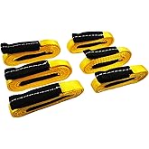 6 Pcs Lift Sling Straps 1" x8' Heavy Duty Lifting Sling Web Town Strap with 2 Reinforced Loops,5000lbs Break Strength,Wear Guard End