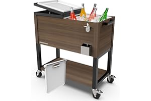 Permasteel 80 Quart Party Cooler, Rolling Ice Chest with Wheels and Handles for Indoor Outdoor Patio