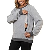 Bhome Nursing Sweatshirt Maternity Breastfeeding Shirts Hidden Zipper Long Sleeve Nursing Tops Loose Fit with Pockets
