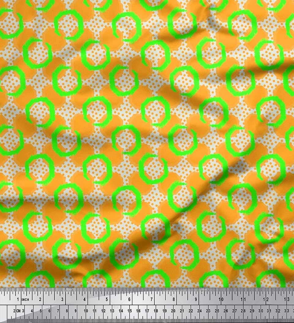 Soimoi Velvet Fabric Dot,Circle & Honeycomb Design Geometric Print Fabric by the metre 58 Inch Wide
