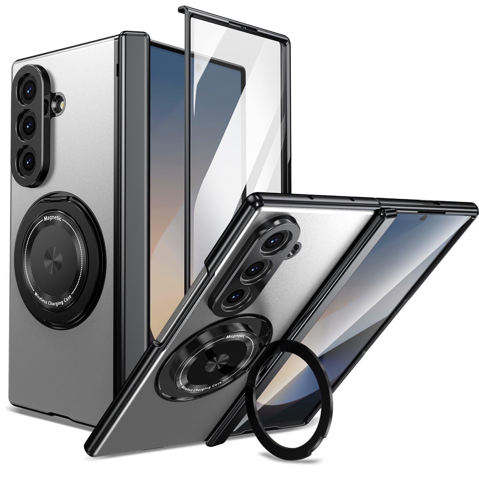 Photo 1 of XIMAND for Samsung Galaxy Z Fold 7 Case with Magnetic Ring Holder, 360 Rotating Bracket, Hinge Protection & Built-in Front Screen Protector, Slim Anti-Drop Shockproof Case.(Silver)