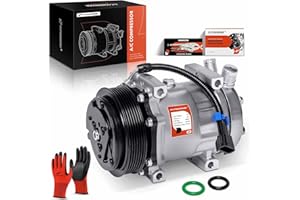 A-Premium Air Conditioner AC Compressor with Clutch Compatible with Caterpillar, Freightliner, Kenworth, Mack, Peterbilt, Vol