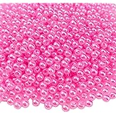 Pinhoollgo 2000pcs Pearl Beads 4mm Round Loose Pearl Beads with Hole for DIY Bracelet Necklace Jewelry Making Supplies Handmade Craft (Pink)