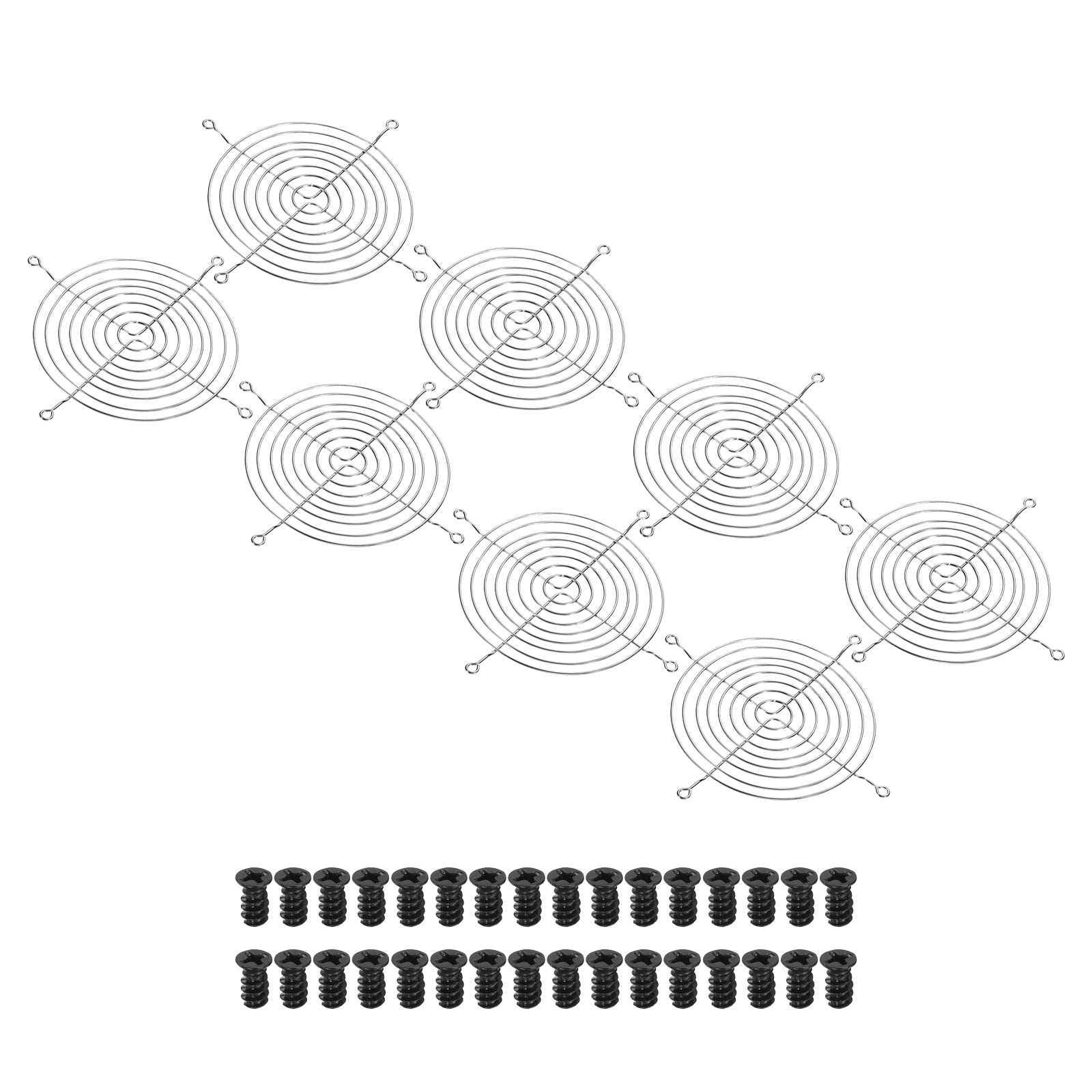 PATIKIL 140mm Fan Finger Grill, 8 Pack Metal Grill Protector Guard with Screw for 140X140mm Fan Protective Cover DIY, Silver