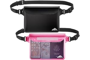 HEETA 2 Pack Waterproof Pouch, Screen Touch Sensitive Waterproof Dry Bag with Adjustable Waist Strap | Keep Your Phone and Valuables Dry | for Swimming Kayaking Boating Fishing Beach Diving Surfing