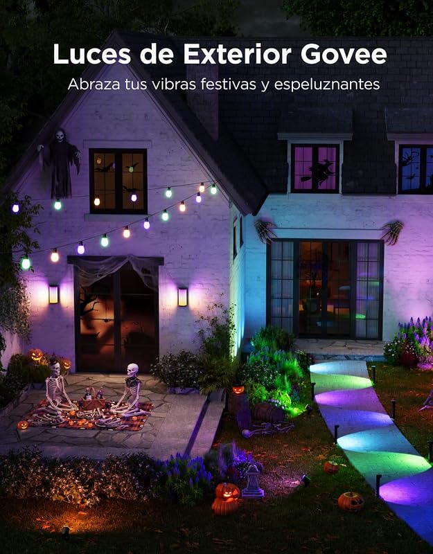 Govee rgbic outdoor wall light, 1500lm smart wall light com 45 modos de cena, ip65 à prova d'água, efeitos de iluminação diy, funciona com alexa, google assistant e matter, 2 peças