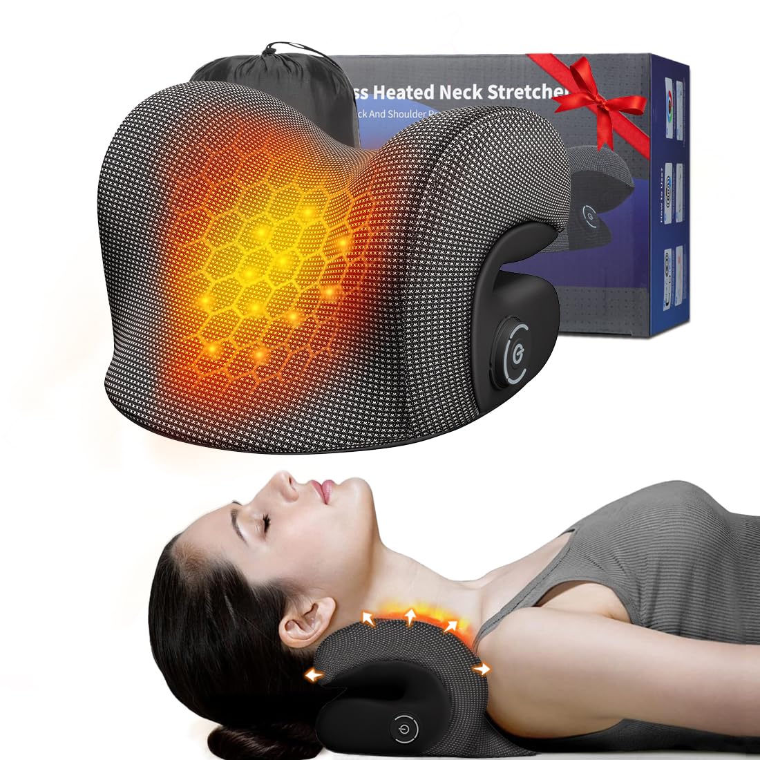 Photo 1 of Wireless Heated Neck Stretcher for Pain Relief, Portable Cordless Neck Shoulder Cervical Traction Device with Graphene Heating Pad No Smell Magnetic Therapy Case Relaxer for TMJ Migraine Spine Alignme