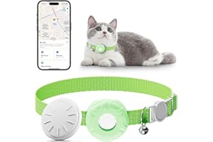 HONGTOP H Cat Tracker,Pet Tracker for Cats Compatible with Apple Find My App(Only iOS),Waterproof Tracker Cat Collar with Safety Elastic Buckle,No Monthly Fee,Works with Any Collar (LightGreen)