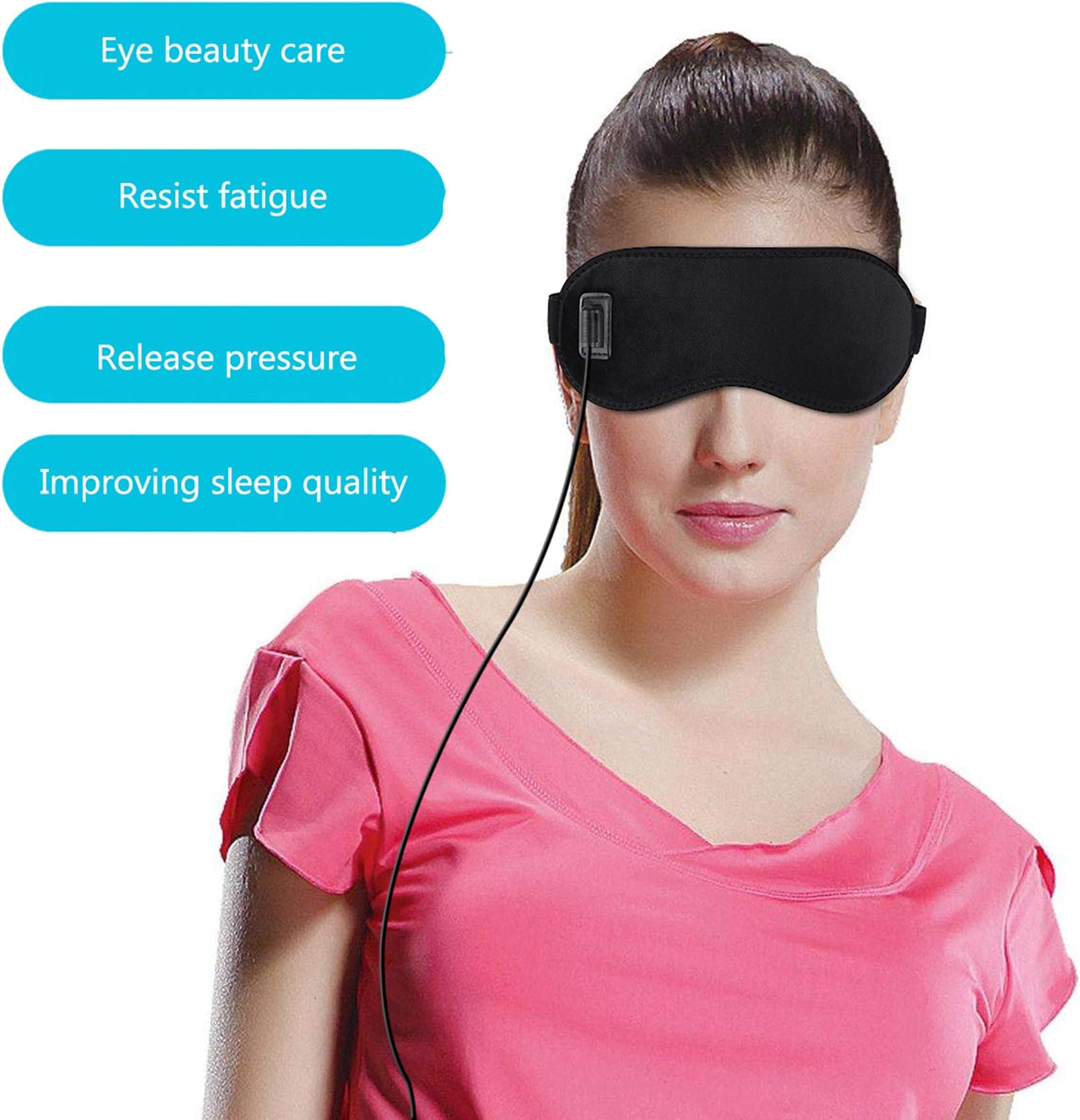 Heated Eye Mask Electric Heating Eye Mask Portable and Adjustable Temperature Hot USB Physical Therapy Heating Hot Therapy Relieving Treatment for Relieve Fatigue Dry Eye,Fade Black Eye(Black)