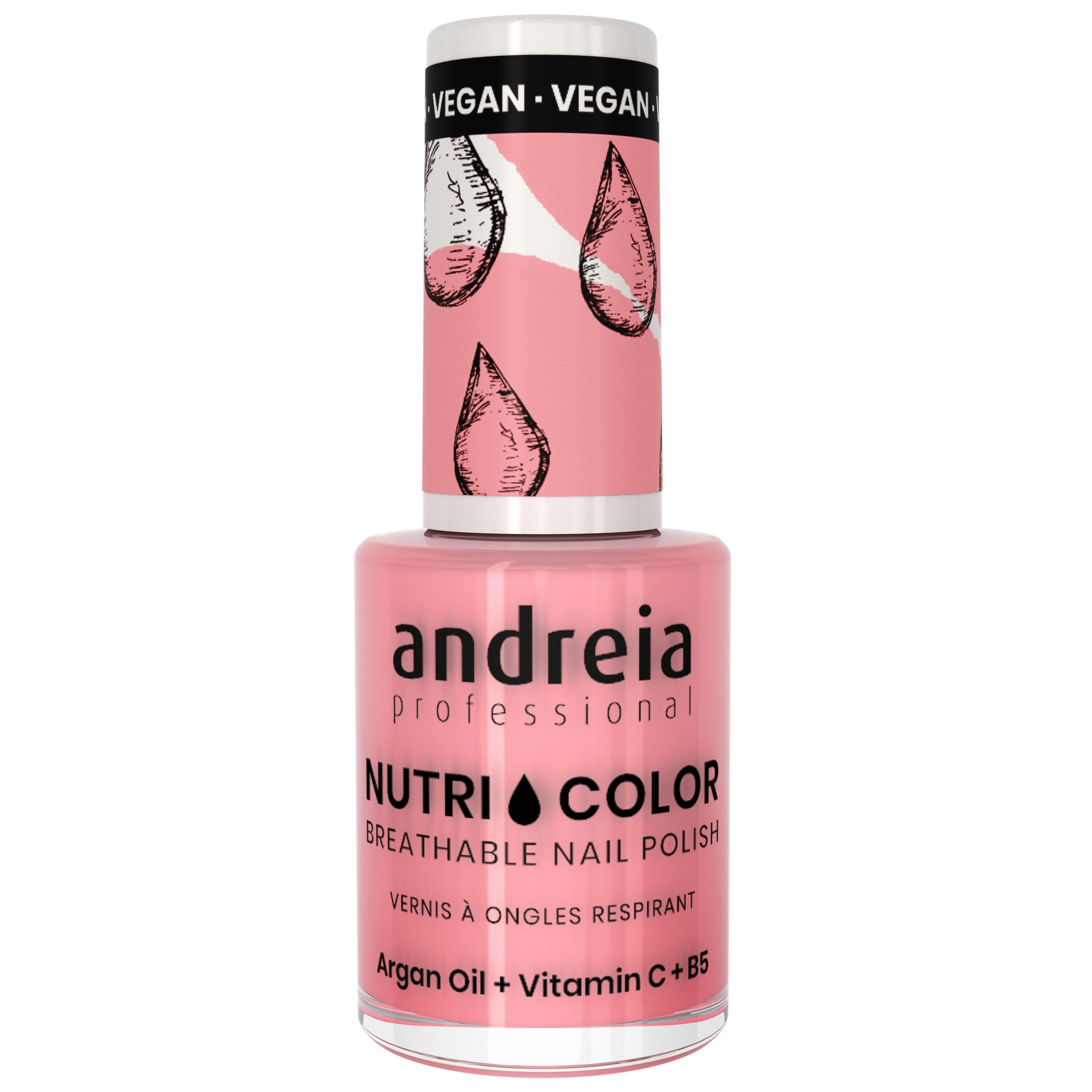 Andreia Professional NutriColor Breathable Nail Polish - Vegan and Cruelty-Free DIY Nail Art Nail Polish with Long Lasting Gloss Finish Colour NC29 Cotton Candy Pink 10.5ml