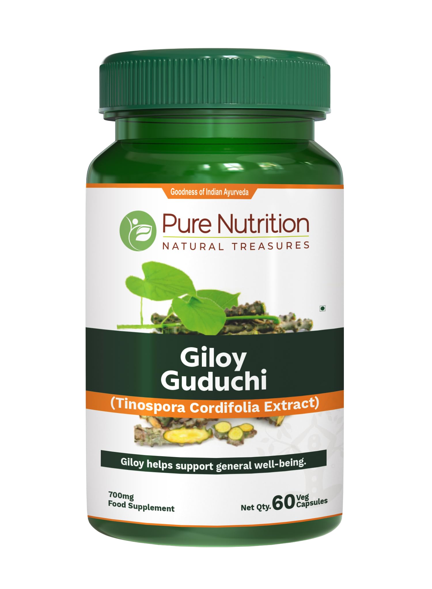 Pure Nutriton Giloy Guduchi Extract Capsule 700mg | 60 Veg Caps | Immune Health Support | 700mg Giloy Extract Equivalent to 5200mg Giloy Powder | Non GMO