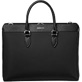 Maverick &amp; Co. Alpha Slim 16 Inch Laptop Briefcase for Men Women, Black | 8.1L featherlight 2.2 lbs laptop bag in water-resistant nylon and vegan leather with organizer pockets for office travel