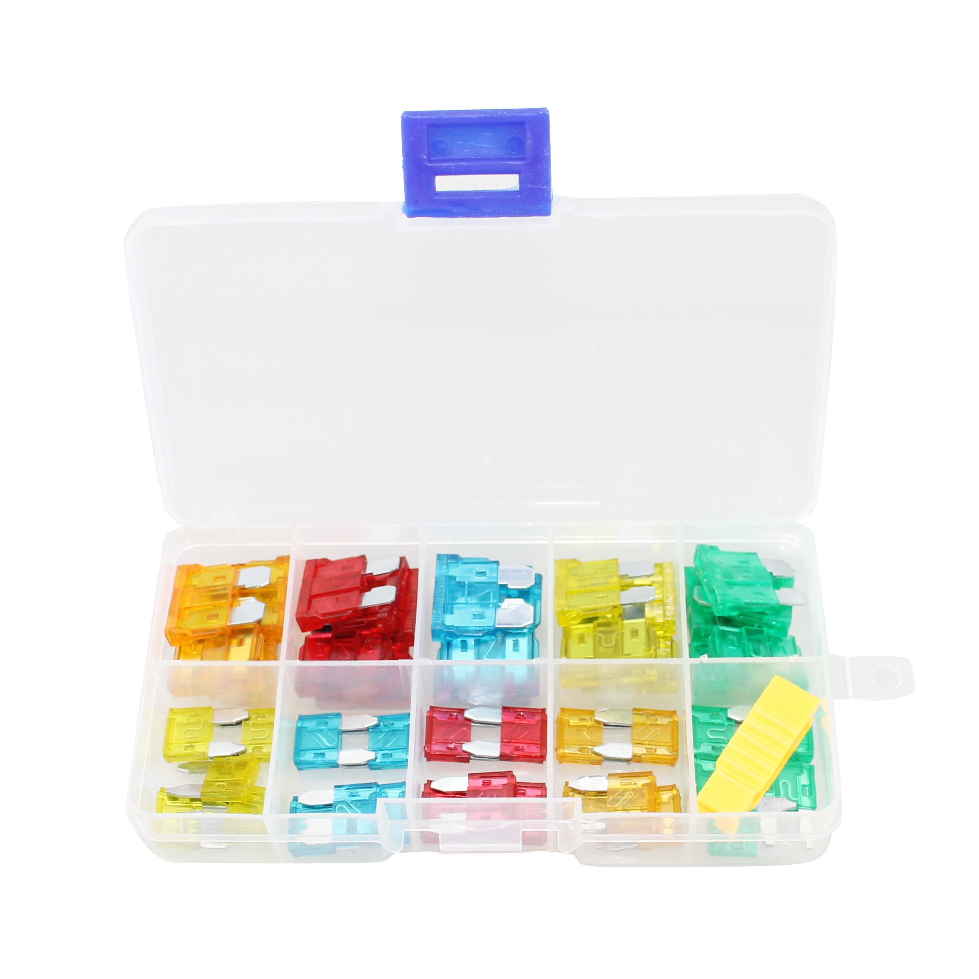 50pcs Assorted Car Truck Blade Fuse Assortment Middle & Small 5A 10A 15A 20A 25A 30A Automotive Replacement Fuse Set