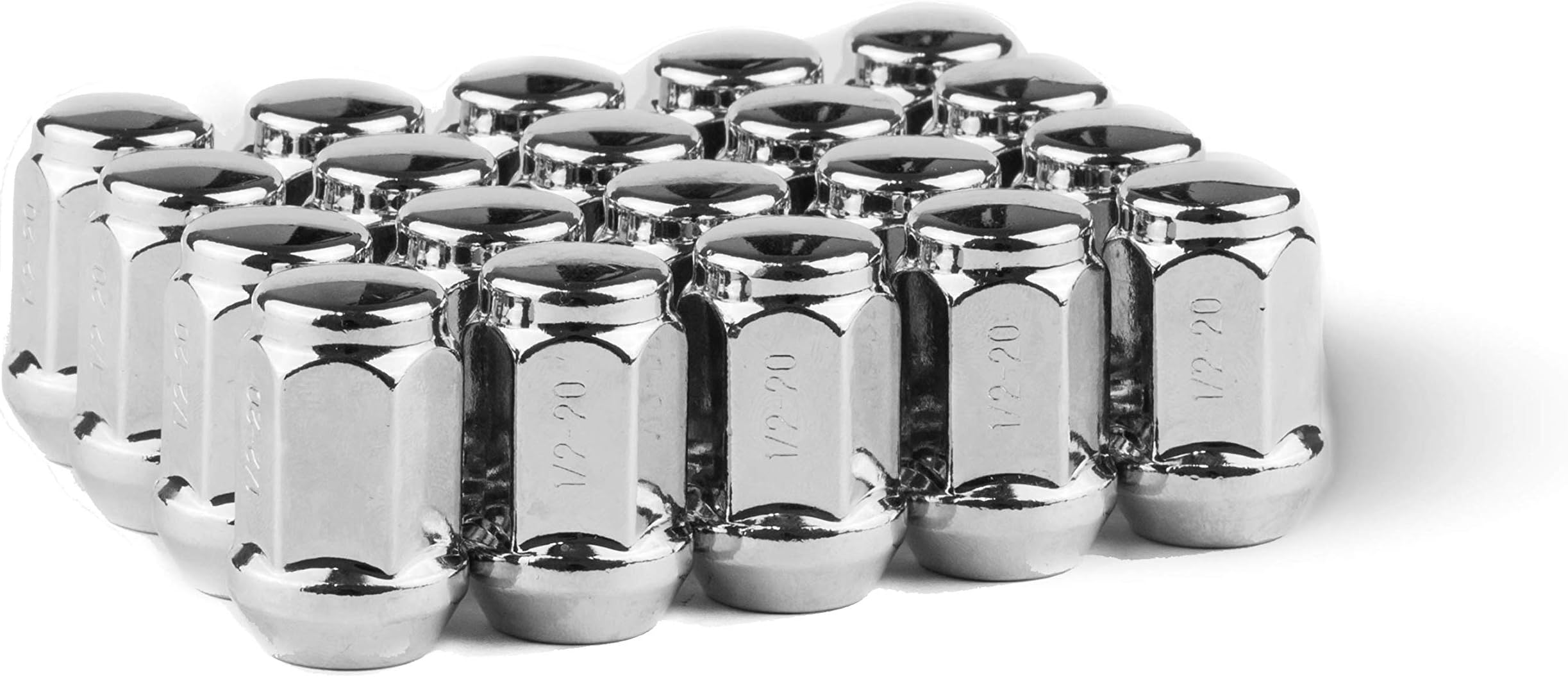 Race Secure 8954 Triple-Chrome Plating, 1/2-20 Thread, Closed End Acorn Bulge After-Market Wheel Lug Nut Set, 3/4 Hex, 60 Degree Conical Seat (Pack of 20)