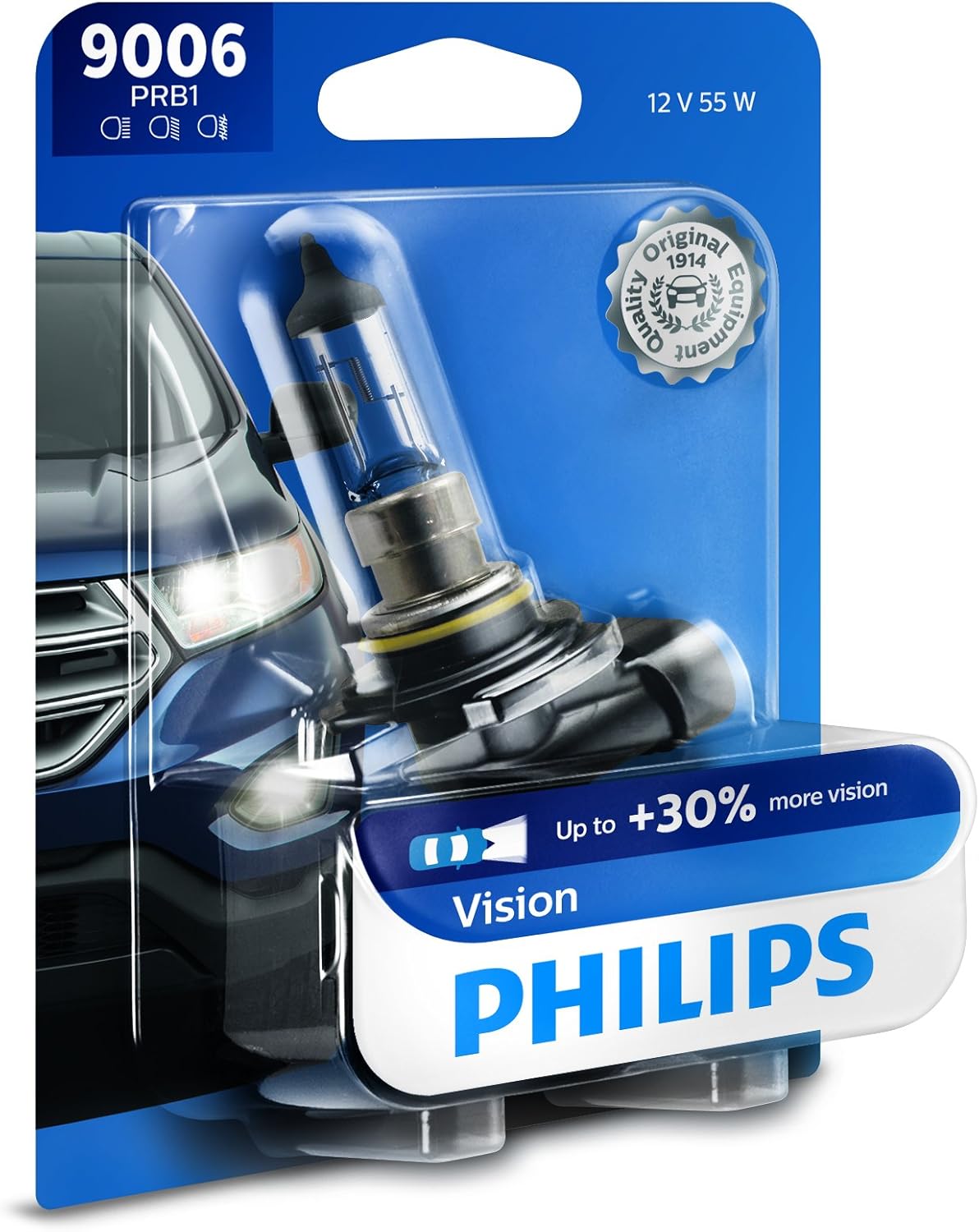 Philips 9006 Vision Upgrade Headlight Bulb with up to 30 More Vision
