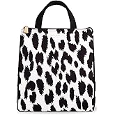 Kate Spade New York Cute Lunch Bag for Women, Large Capacity Lunch Tote, Adult Lunch Box with Silver Thermal Insulated Interior Lining and Storage Pocket (Modern Leopard)