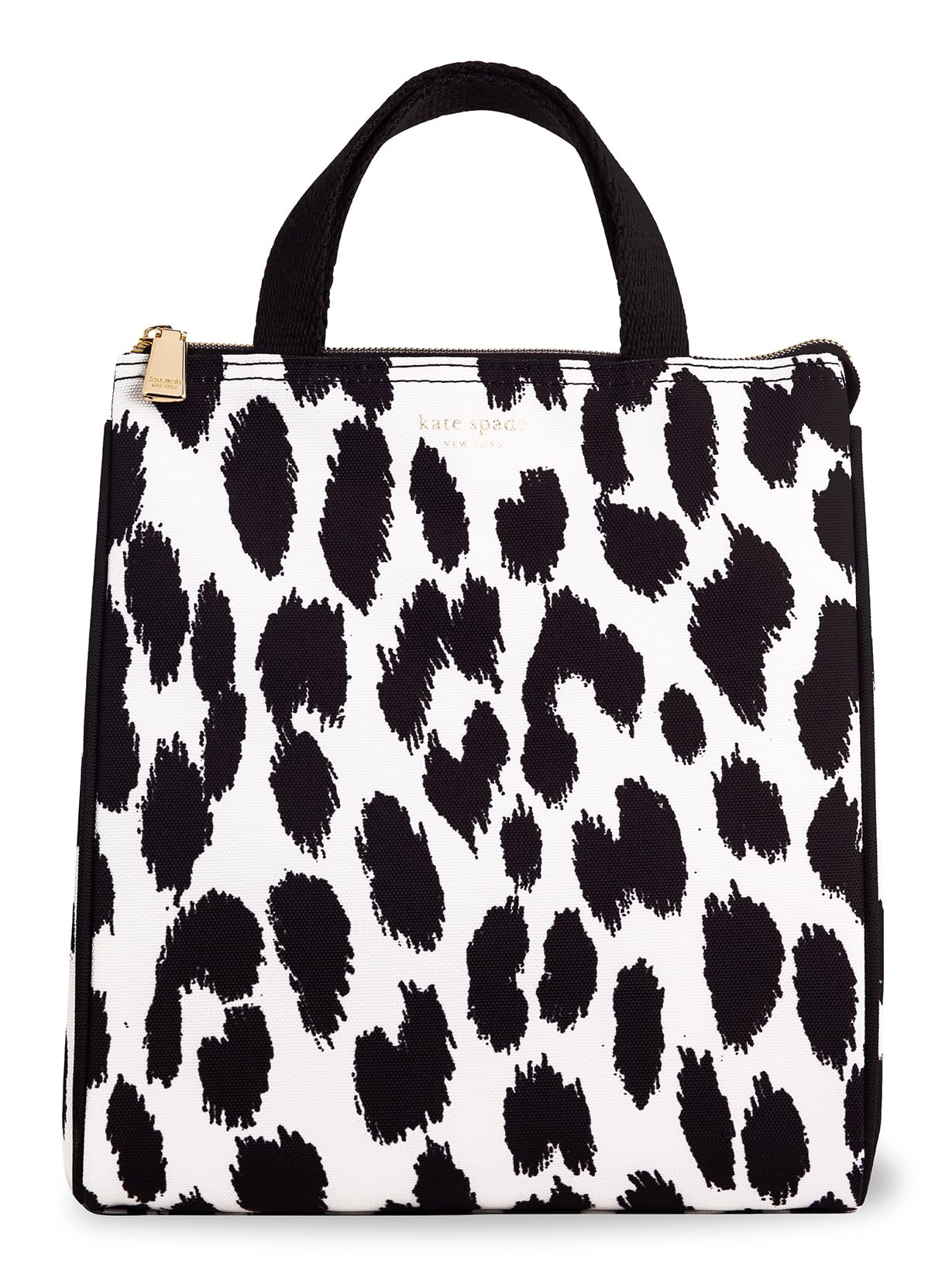 kate spade new york Cute Lunch Bag for Women, Large Capacity Lunch Tote, Adult Lunch Box with Silver Thermal Insulated Interior Lining and Storage Pocket (Modern Leopard)