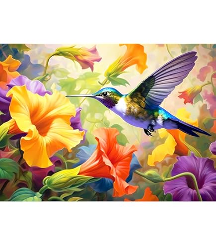 Hummingbirds & Sakura 1000 Piece Puzzle - 27.5x19.7 Inch Adult Jigsaw Puzzle