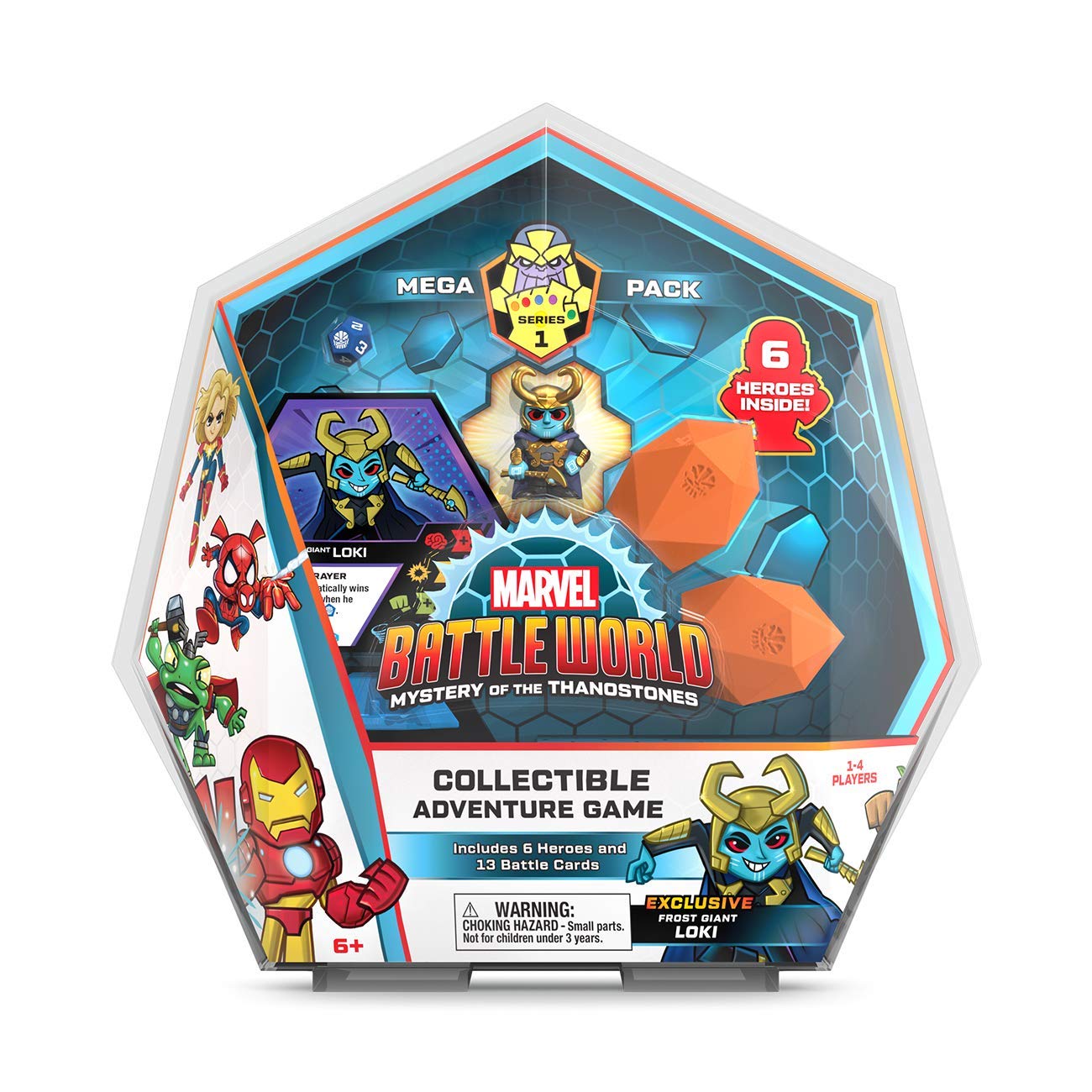 Funko Marvel Battleworld: Series 1 Mystery Of The Thanostones Mega Pack - Loki (Includes 5 Hero Collectables + 1 Exclusive + 13 Battle Cards) - Ideal for Ages 6+