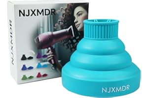 NJXMDR Collapsible Hair Diffuser Attachment for Hair Dryers, Portable Silicone Diffuser for Curly Hair, Fit Nozzle Diameter D-1.57-1.99 Inch, Ideal for Travel, Salon, and Home Use (Light Blue)