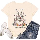 Magical Shirt for Women Castle Graphic Tee Magic Kingdom T Shirt Cute Holiday Vacation Shirt Short Sleeve Casual Tops