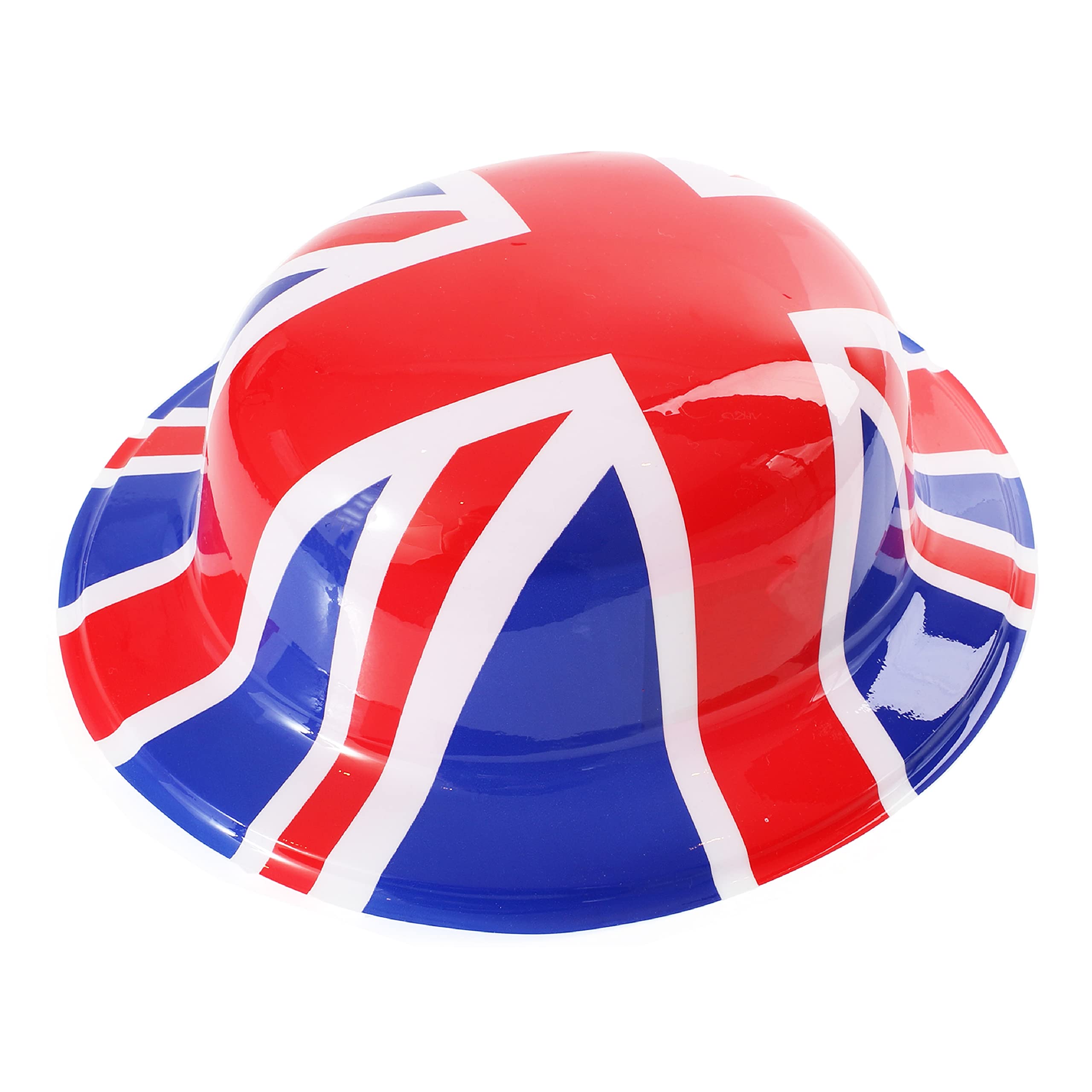 VE Day Adults Union Jack Bowler Hat - Pack Of 12 - Plastic British Flag Hat Fancy Dress Accessory - Perfect for Parties and National Celebrations