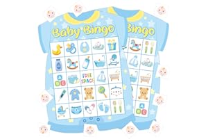ADELULU Baby Shower Bingo Cards - 24 Guests Blue Newborn Bingo for Baby Shower Party Supplies