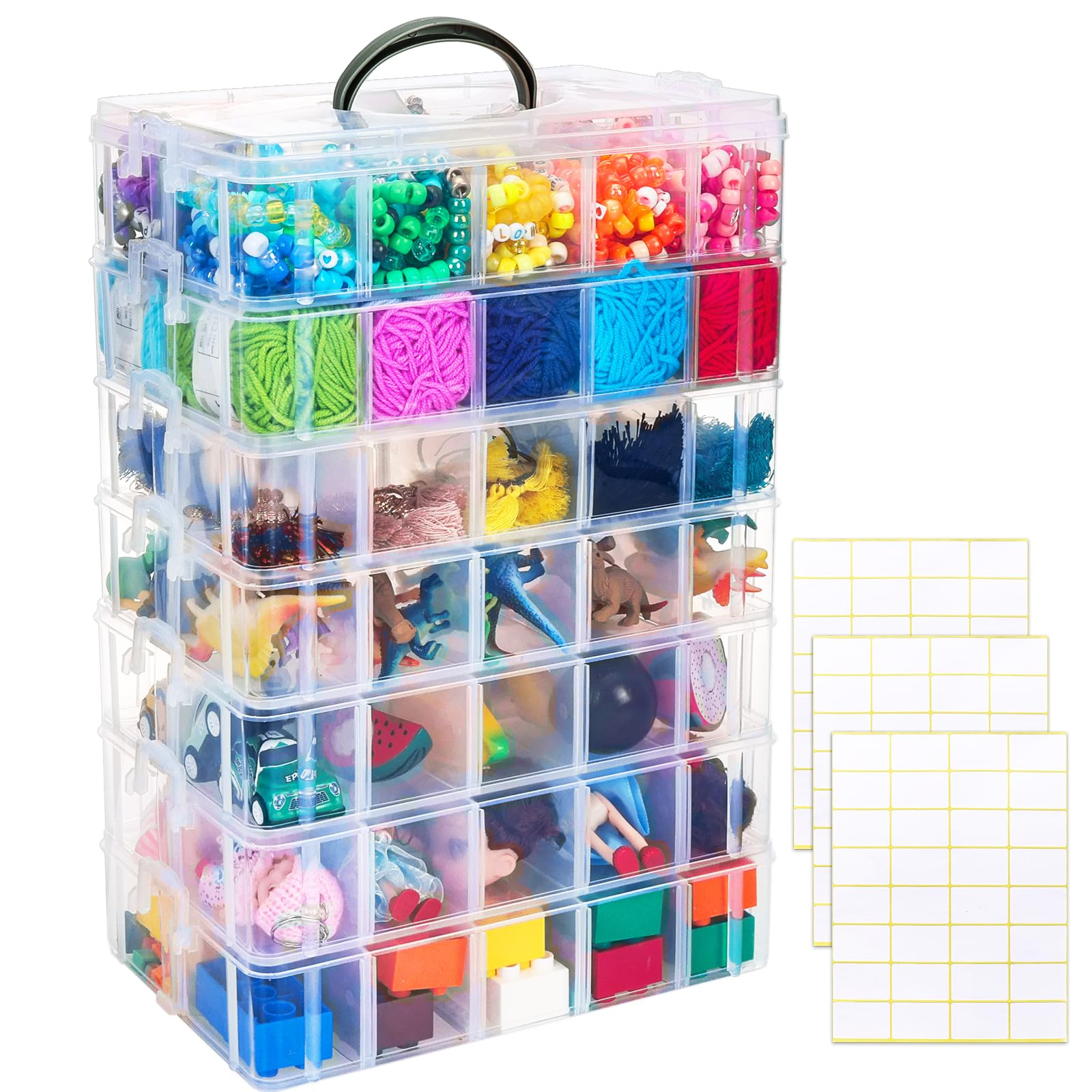 Photo 1 of SGHUO 7-Tier Stackable Storage Container Box with 70 Compartments, Plastic Organizer Box for Arts and Crafts, Toy, Fuse Beads, Washi Tapes, Sewing Supplies