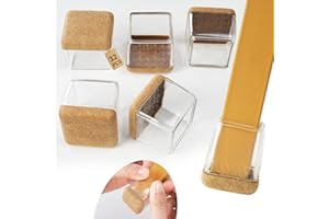 LECAFUR HL 32 Pcs Chair Leg Floor Protectors [Semi-Wrapped Felt] [Thickened Clear TPE] Chair Leg Caps Covers for Hardwood Floors-XL -Fit 1.38-1.57" Feet