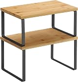 SONGMICS Spice Rack Set of 2 Cabinet Shelves Expandable Stackable