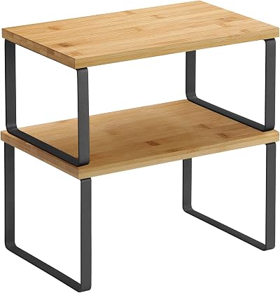 SONGMICS Spice Rack Set of 2 Cabinet Shelves Expandable Stackable