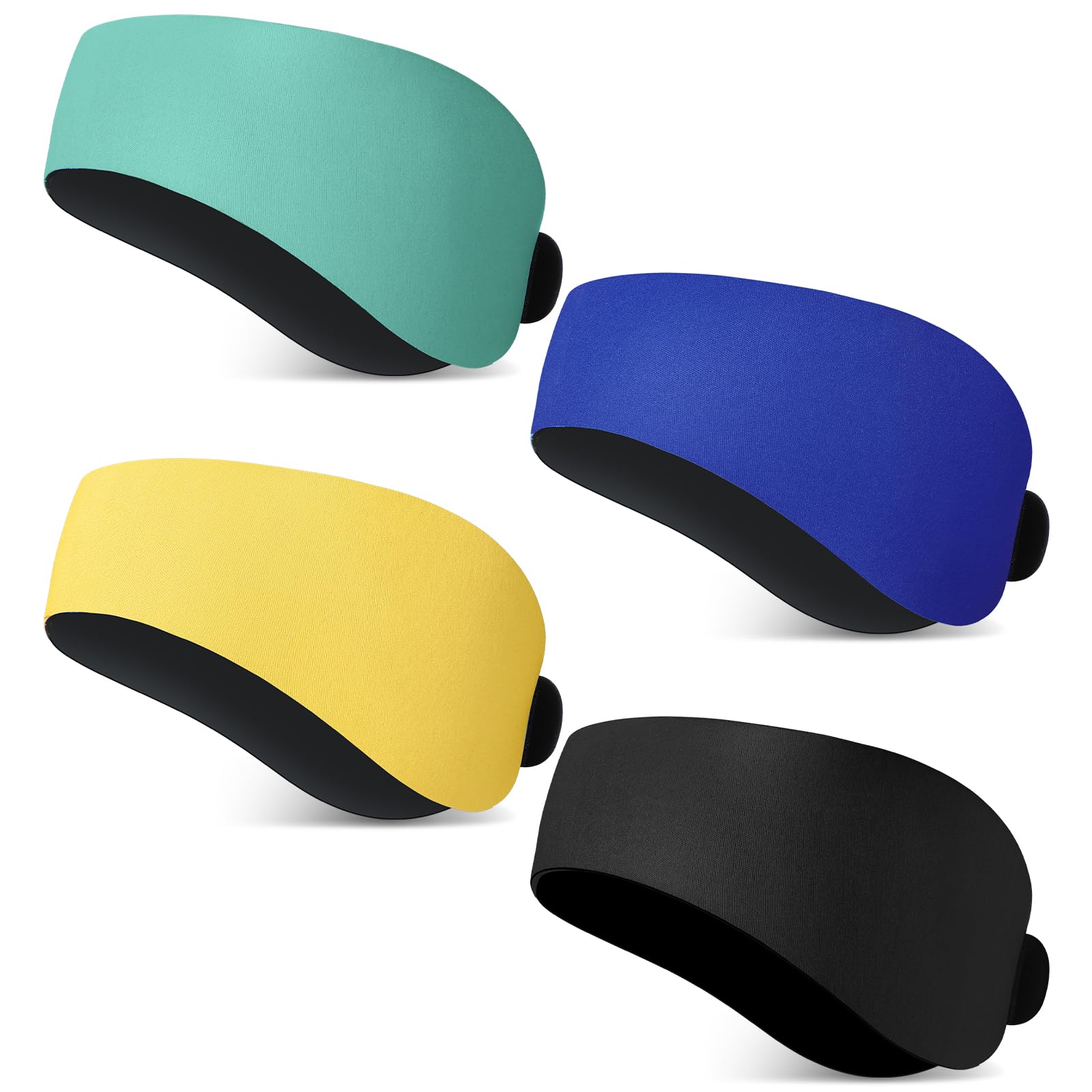 Photo 1 of Lunmon 4 Pieces Swimming Headbands Waterproof Safety Earplugs for Adults Colorful Water Headbands Adjustable Swimming Ear Band Protectors for Pool Surfing Diving Showering Water Sports (Classic Color)