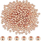 PH PandaHall 300pcs 4mm Smooth Round Beads Rose Gold Spacer Beads Brass Bead Long-Lasting Plated Loose Spacers Seamless Ball Bead for Summer Hawaii Stackable Bracelet Necklace Earring Jewelry Making