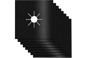 VAXAAPE Stove Burner Covers,0.3 MM Double Thickness,8 Pack,Gas Stove Burner Liners,Non-stick Reusable Gas Range Stove Top Covers for Kitchen,Cuttable,Easy to Clean,Black,Size 10.6” x 10.6”