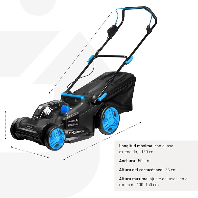 - Set cortacésped con batería 43 cm 2x18V con Taladro Atornillador 50 NM, 2X baterías de 4,0 Ah y Cargador Duo, cortacésped eléctrico sin escobillas Set Completo para jardín y Taller