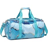 Gilded Cyan Gymnastics Duffle Bag with Shoe Compartment, Small Travel Weekender Sleepover Carry On Bag