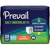 Prevail Daily Incontinence Underwear for Men &amp; Women, Small, 88 Count | Extra Absorbency Adult Diapers, Bladder Leak Protection with Up to 8 Hours of Breathable Odor Control &amp; Discreet Fit