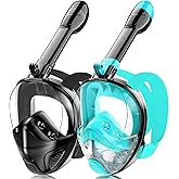 Full Face Snorkel Mask for Adults Teen, Snorkeling Gear with Detachable Camera Mount, Panoramic 180° View, Anti-Fog Anti-Leak Snorkling Set for Man and Women
