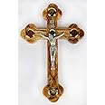 Jerusalem Olive Wood 11" Cross 14 Stations Crucifix from Bethehem with Holy Land Essences