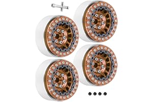 RCHuiWow RC 1.9 Beadlock Wheels for 1/10 RC Crawler TRX4 TRX6 SCX10 90046 AX103007 VS4-10 MST CFX RC4WD D90 Red cat Gen8 7,Alloy Aluminium 1.9 rc Beadlock Rims 1.9 rc Wheels,4PCS,Brown